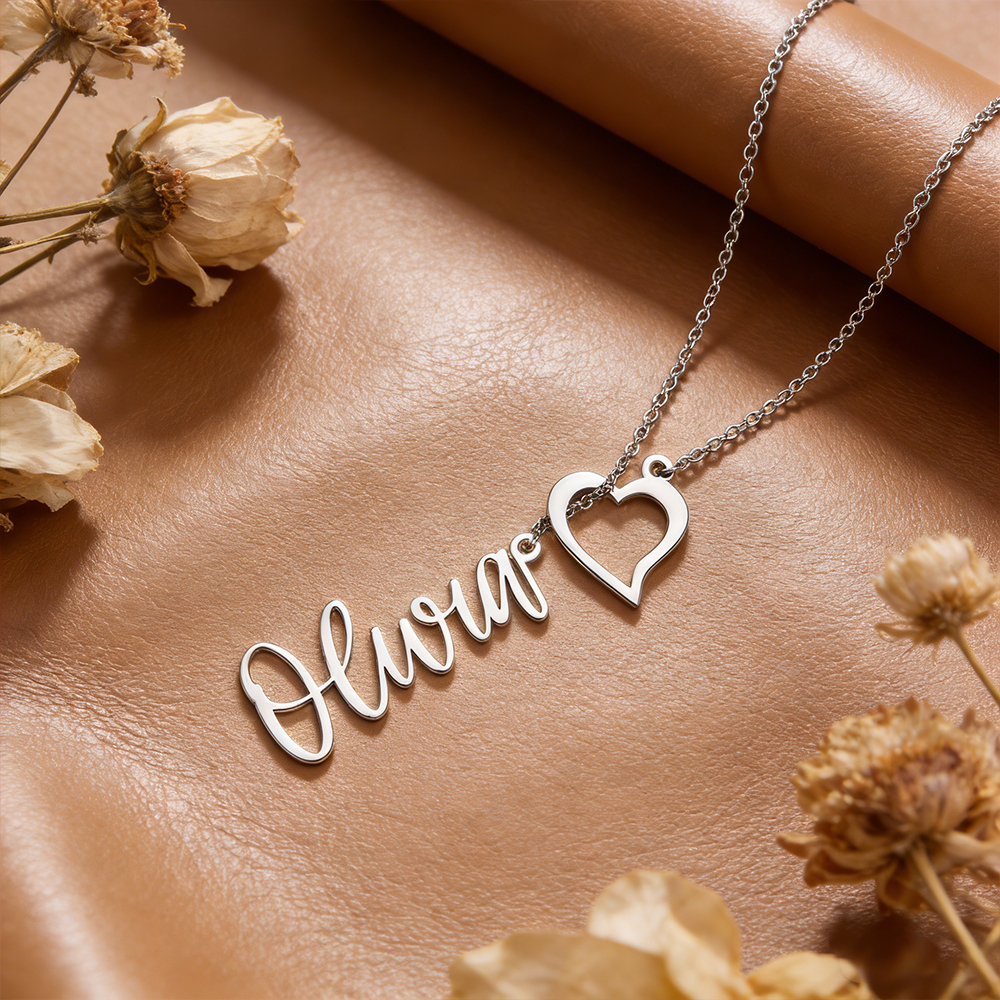 Custom Heart Name Lariat Necklace for Women Personalized Y Necklace with Name and Heart Charm Valentine's Day Gift - aiprintlab