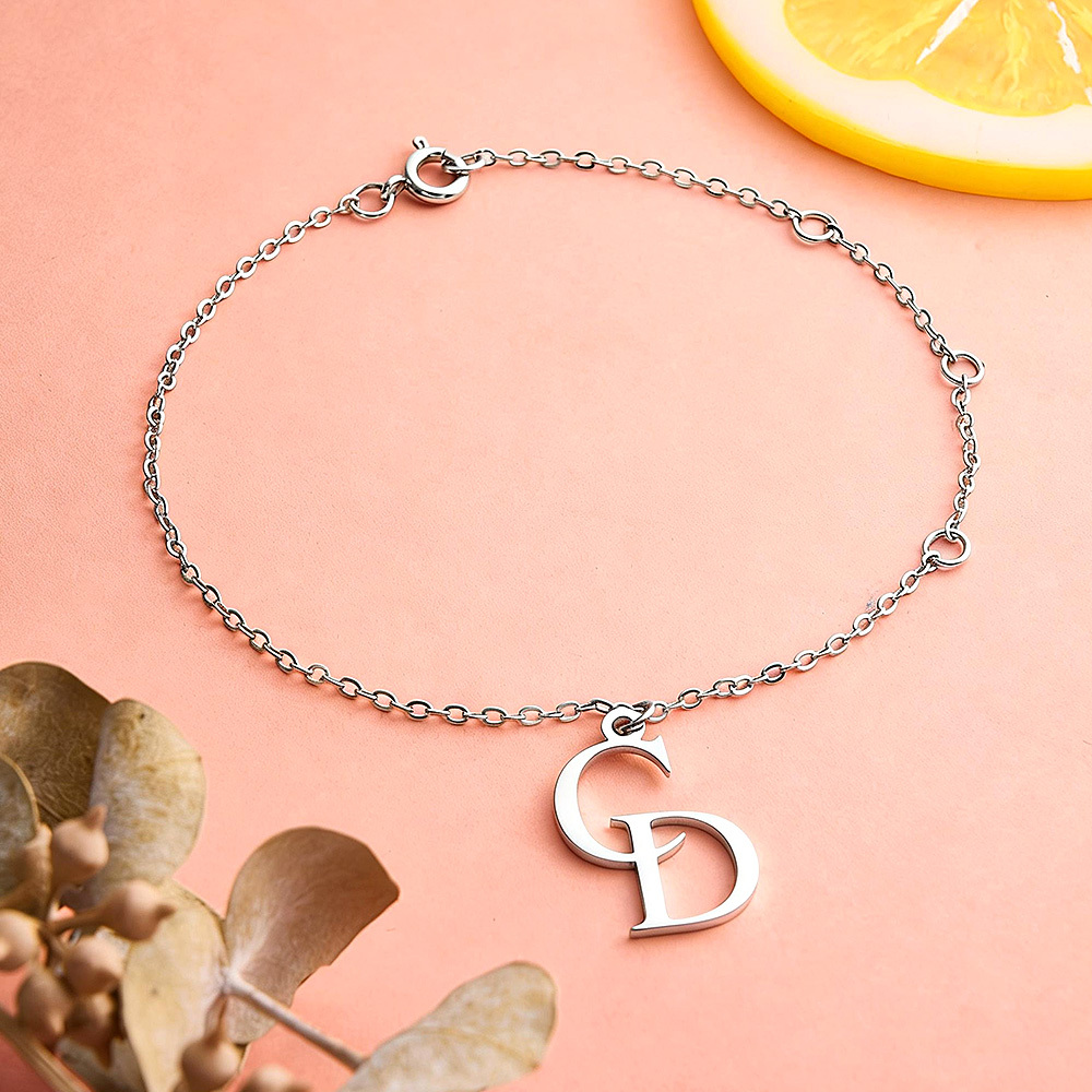 Custom Double Initial Bracelet – Two Letters, One Bond Symbol of Connection & Love Valentine's Day Gifts For Her - aiprintlab