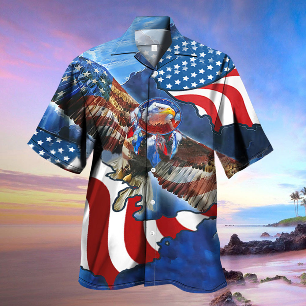 Men's American Flag Patriotic Hawaiian Shirts Memorial Day Shirts - aiprintlab