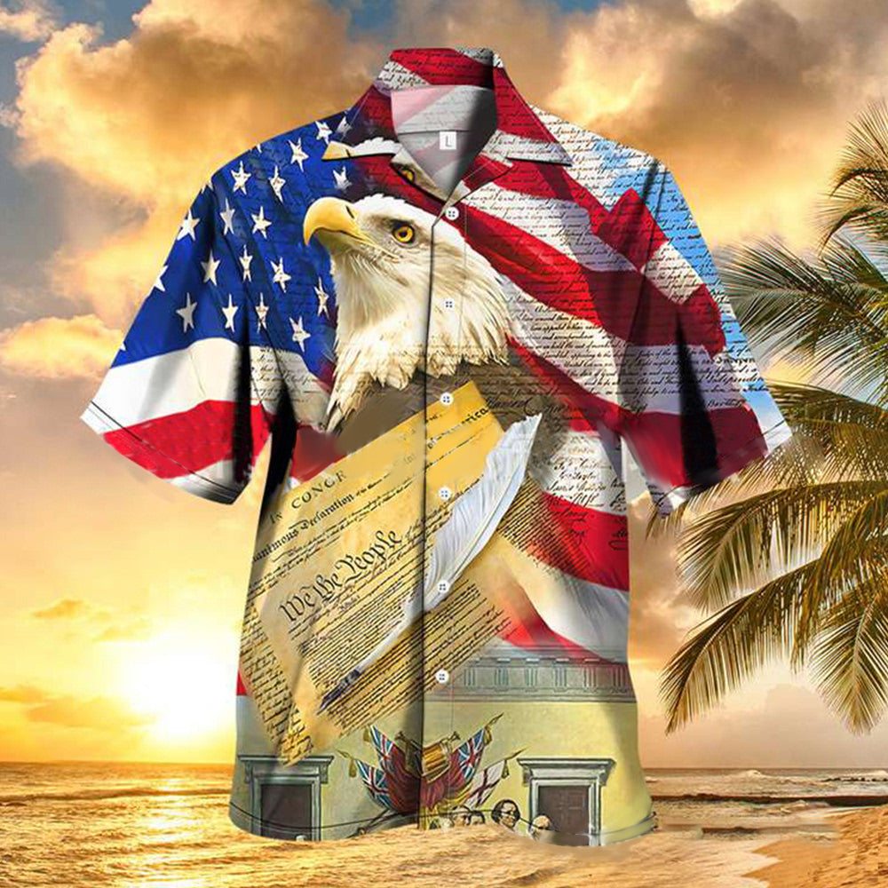 4th of July Men's Patriotic Hawaiian Shirt Memorial Day Shirts - aiprintlab
