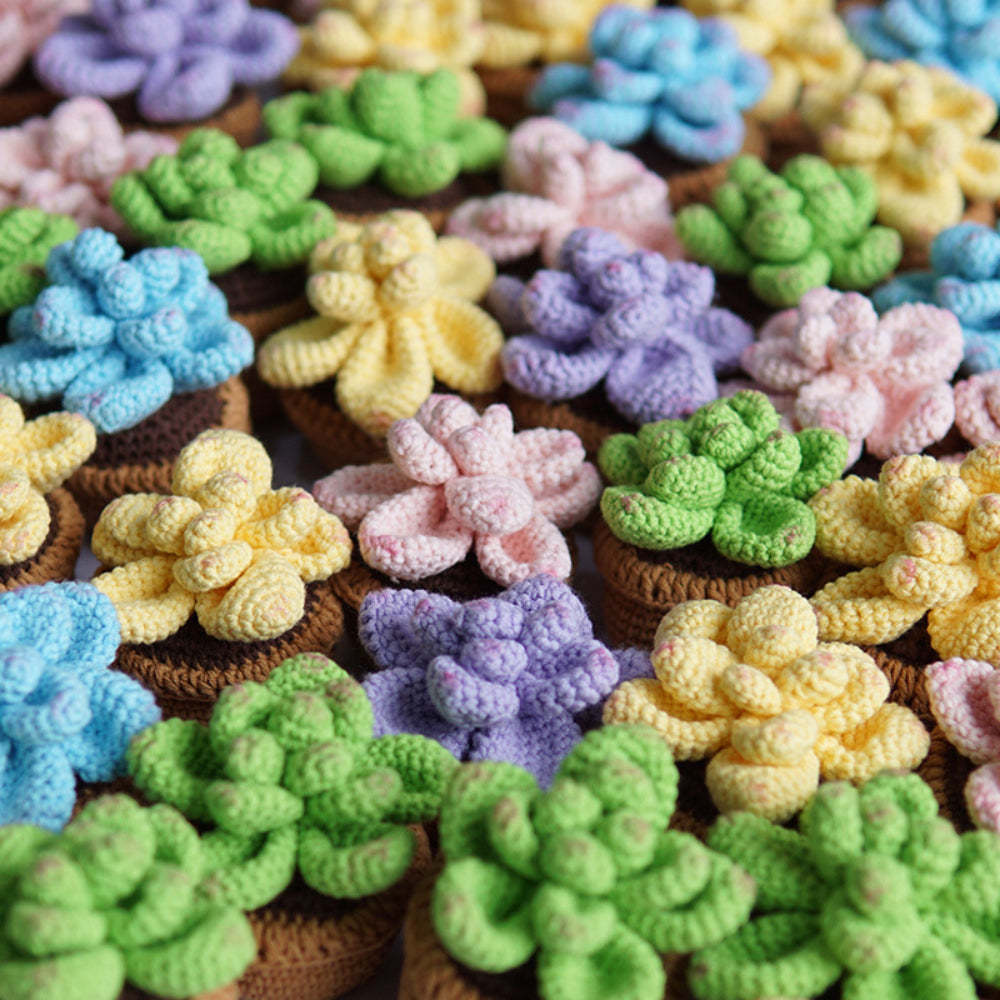 Succulent Crochet Potted Plants Completed Hand Woven Knitted Potted Plants Gift for Handicraft Lover - aiprintlab