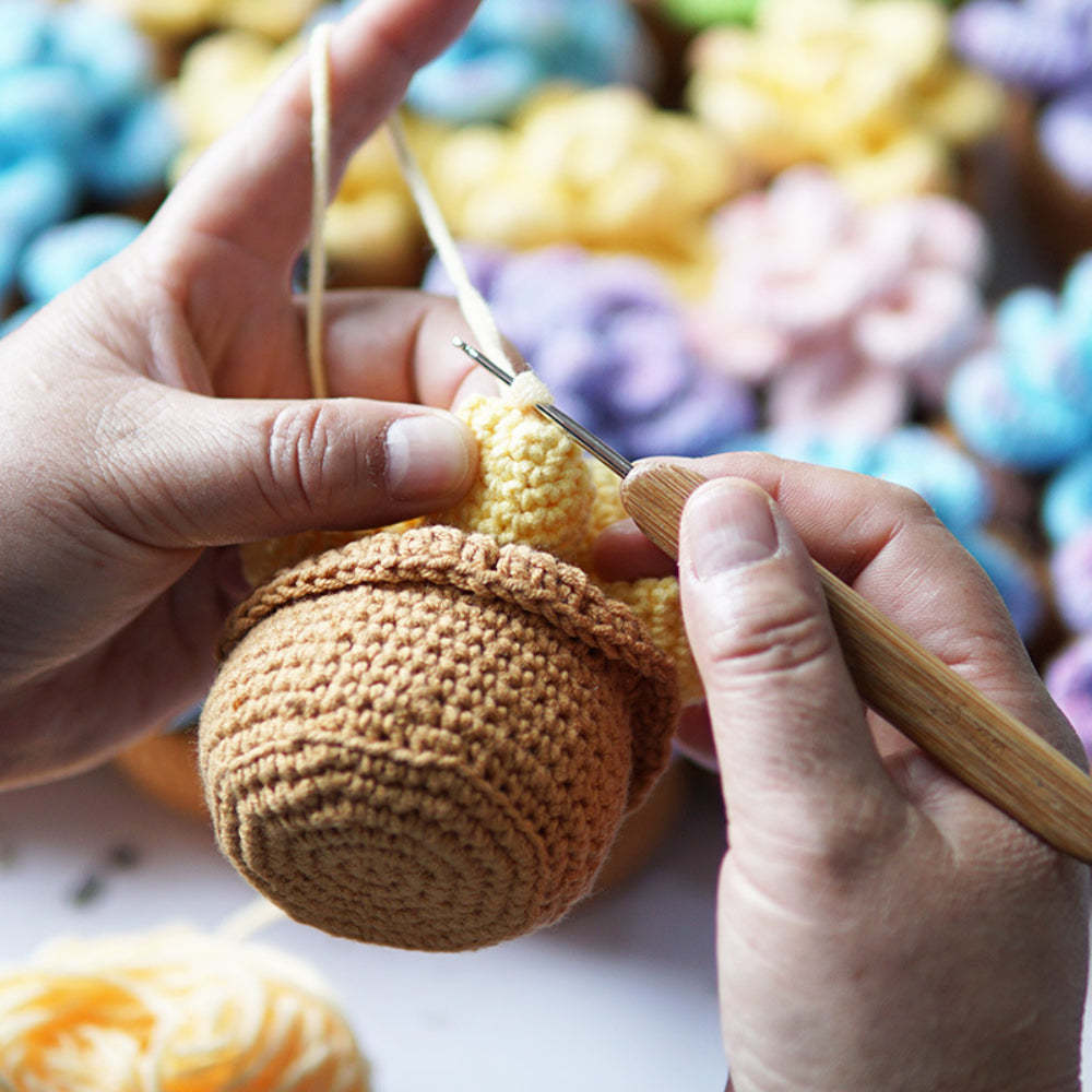 Succulent Crochet Potted Plants Completed Hand Woven Knitted Potted Plants Gift for Handicraft Lover - aiprintlab