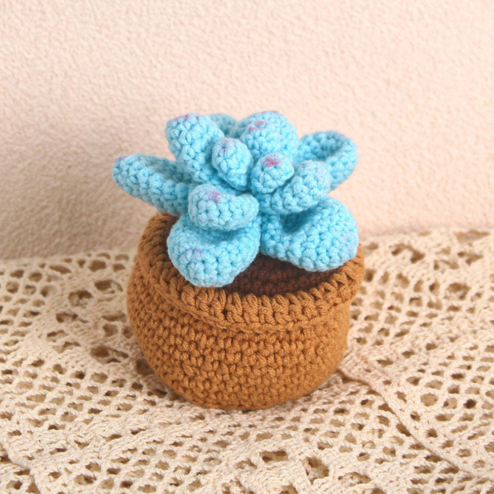 Succulent Crochet Potted Plants Completed Hand Woven Knitted Potted Plants Gift for Handicraft Lover - aiprintlab