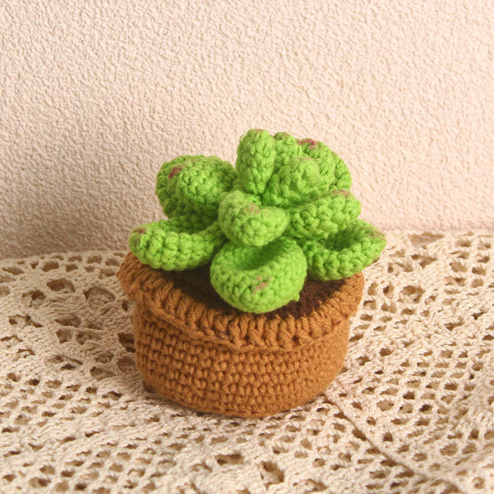 Succulent Crochet Potted Plants Completed Hand Woven Knitted Potted Plants Gift for Handicraft Lover - aiprintlab