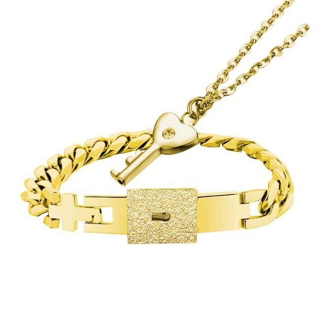 Couple Loyalty Bracelet & Key Necklace Secret Key Couple Bracelets Exclusive Love Lock Bracelets Lock & Unlock Your Love Set Couple Loyalty Key Bracelet - aiprintlab