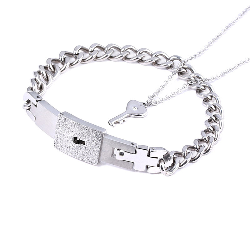 Couple Loyalty Bracelet & Key Necklace Secret Key Couple Bracelets Exclusive Love Lock Bracelets Lock & Unlock Your Love Set Couple Loyalty Key Bracelet - aiprintlab