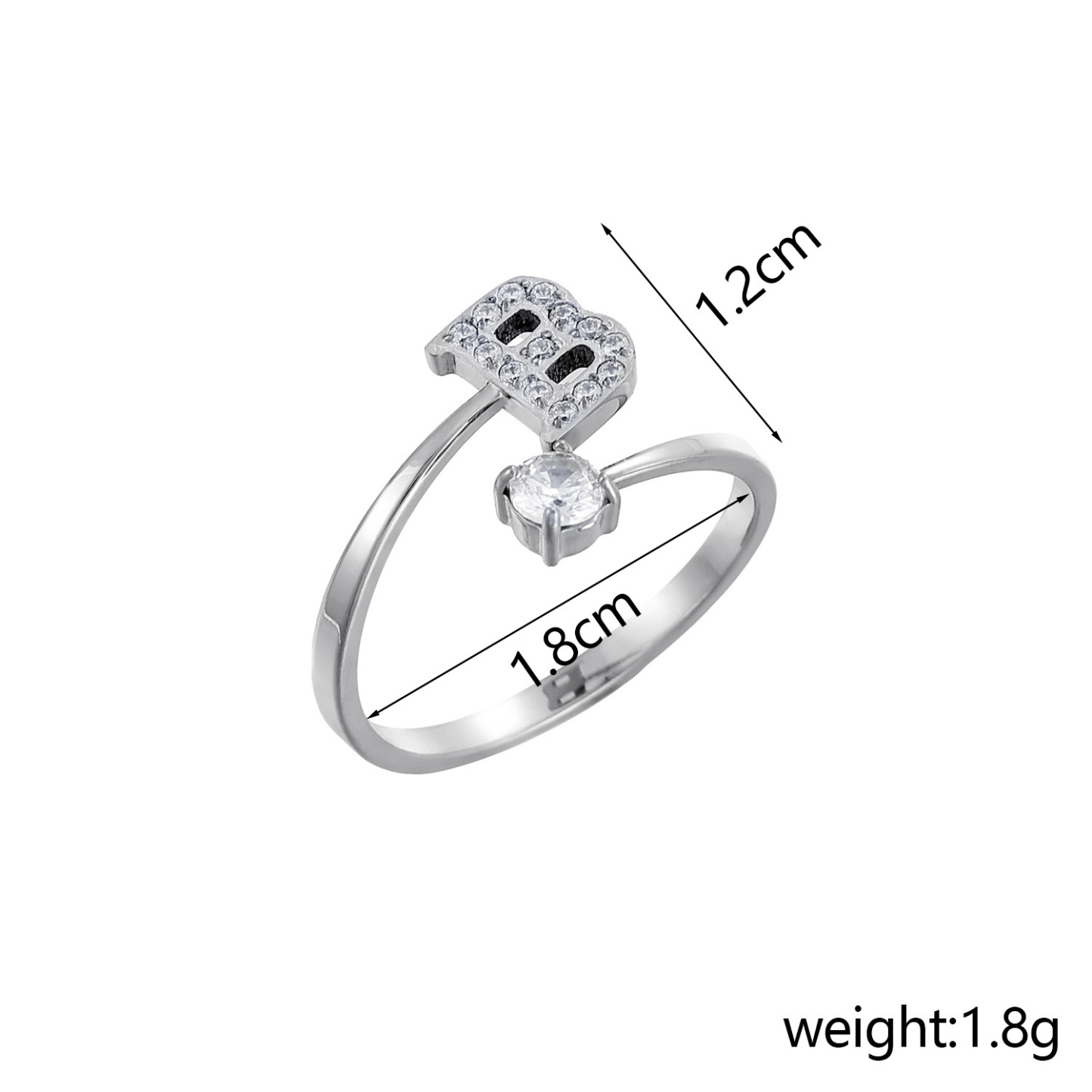 Dainty Initial Ring Adjustable Open Alphabet Letter Ring Cubic Zirconia Personalized Stackable Ring Gold/Silver Plated Women's Jewelry Gift - aiprintlab