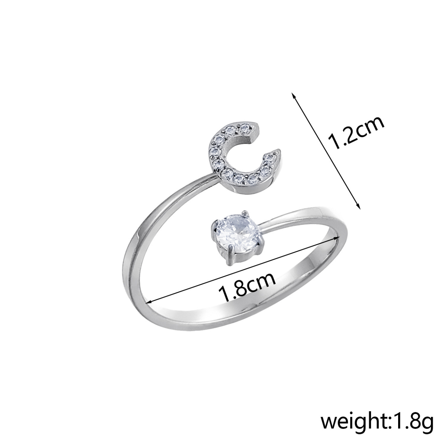 Dainty Initial Ring Adjustable Open Alphabet Letter Ring Cubic Zirconia Personalized Stackable Ring Gold/Silver Plated Women's Jewelry Gift - aiprintlab