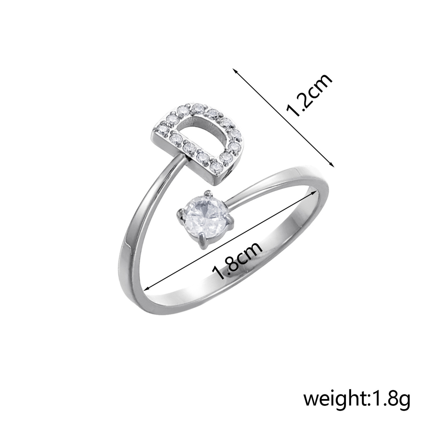 Dainty Initial Ring Adjustable Open Alphabet Letter Ring Cubic Zirconia Personalized Stackable Ring Gold/Silver Plated Women's Jewelry Gift - aiprintlab