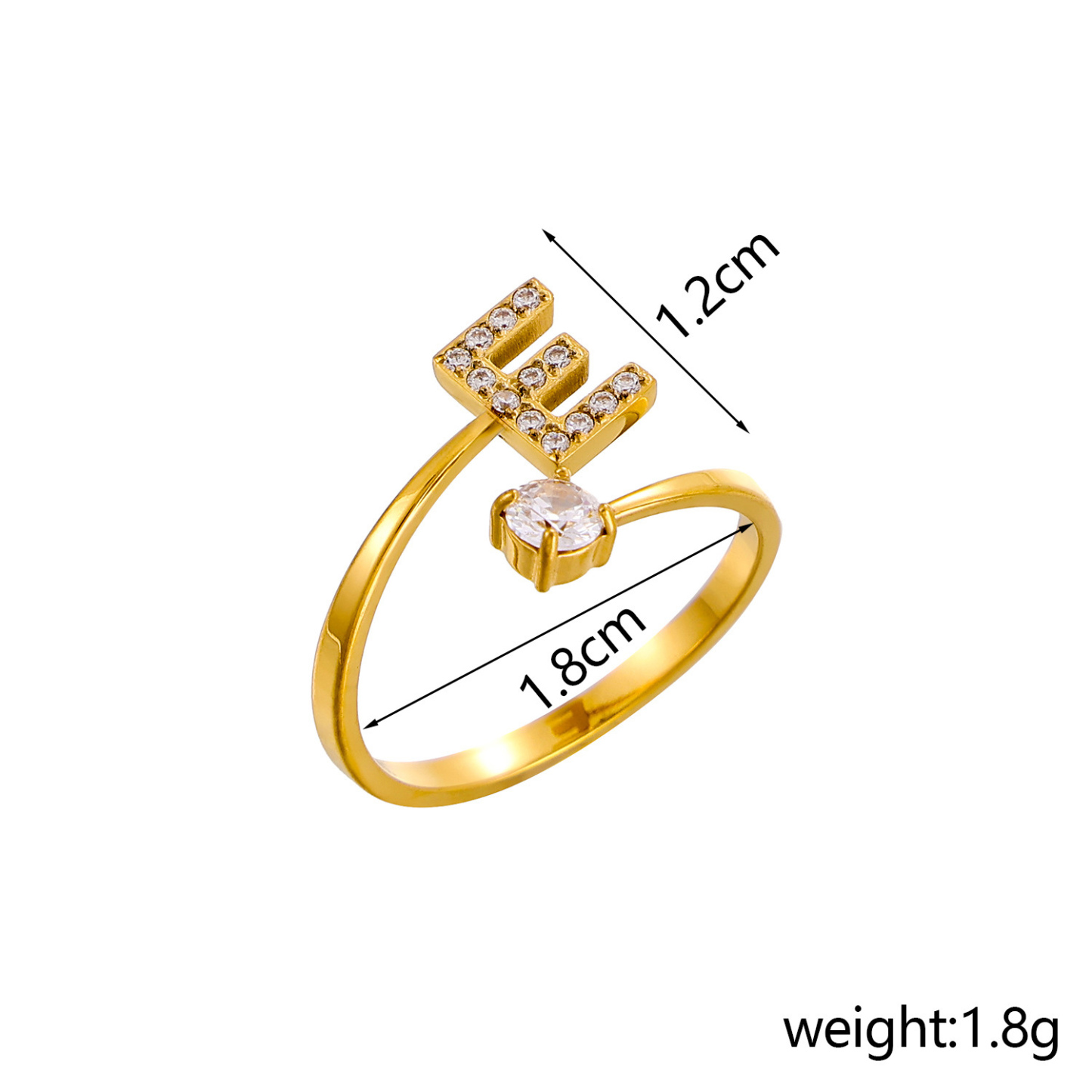 Dainty Initial Ring Adjustable Open Alphabet Letter Ring Cubic Zirconia Personalized Stackable Ring Gold/Silver Plated Women's Jewelry Gift - aiprintlab
