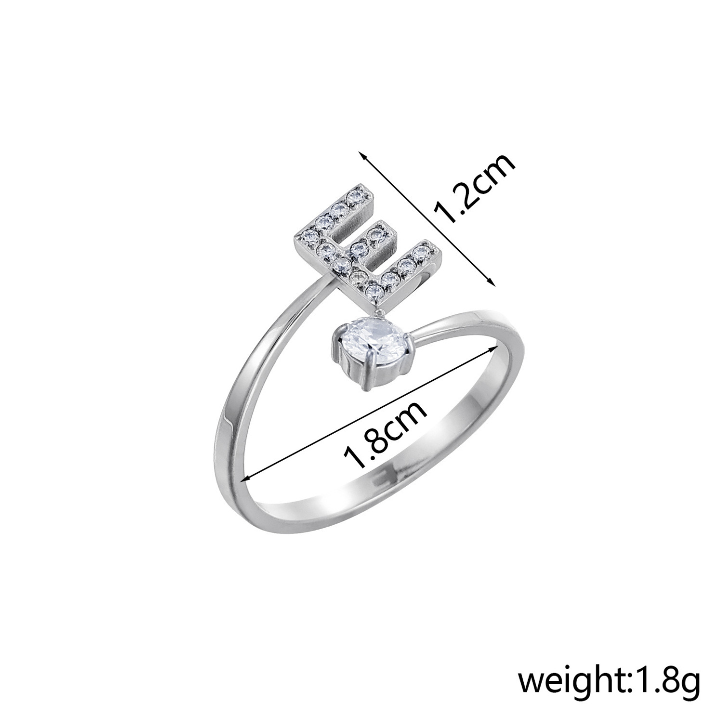 Dainty Initial Ring Adjustable Open Alphabet Letter Ring Cubic Zirconia Personalized Stackable Ring Gold/Silver Plated Women's Jewelry Gift - aiprintlab