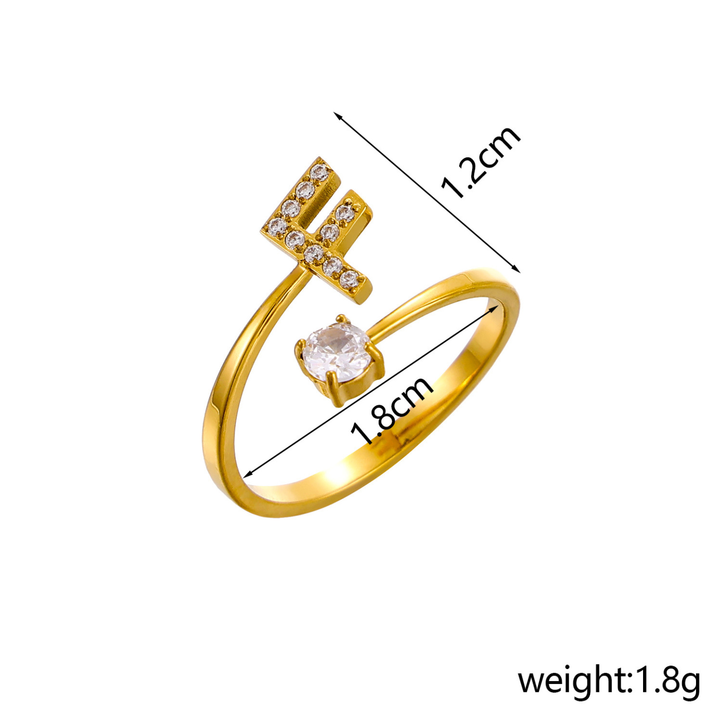 Dainty Initial Ring Adjustable Open Alphabet Letter Ring Cubic Zirconia Personalized Stackable Ring Gold/Silver Plated Women's Jewelry Gift - aiprintlab