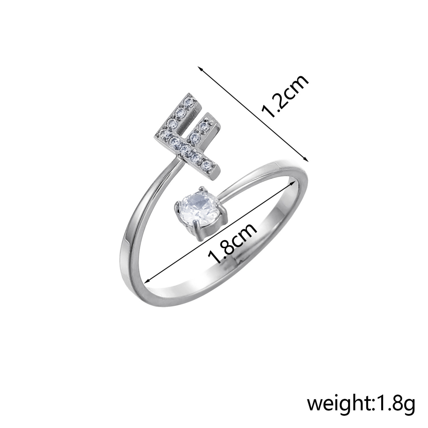 Dainty Initial Ring Adjustable Open Alphabet Letter Ring Cubic Zirconia Personalized Stackable Ring Gold/Silver Plated Women's Jewelry Gift - aiprintlab
