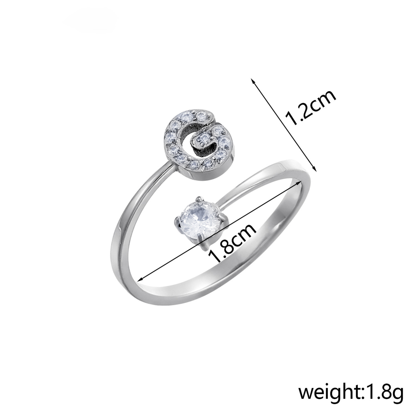 Dainty Initial Ring Adjustable Open Alphabet Letter Ring Cubic Zirconia Personalized Stackable Ring Gold/Silver Plated Women's Jewelry Gift - aiprintlab