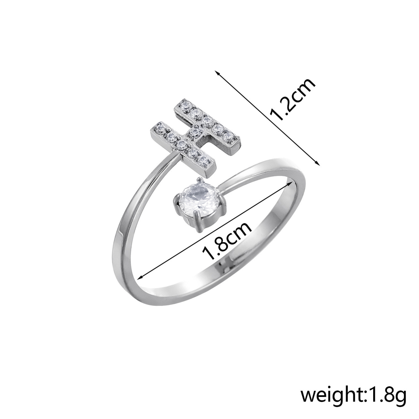 Dainty Initial Ring Adjustable Open Alphabet Letter Ring Cubic Zirconia Personalized Stackable Ring Gold/Silver Plated Women's Jewelry Gift - aiprintlab