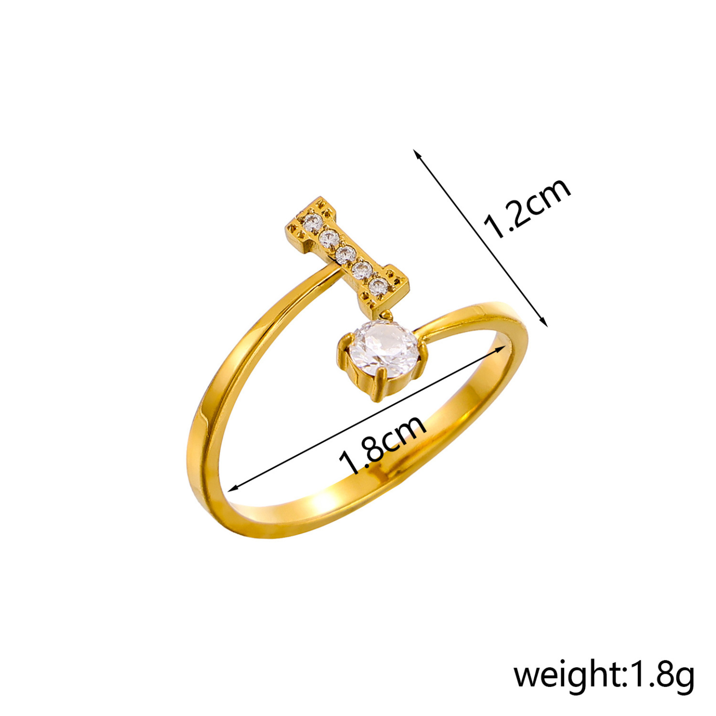Dainty Initial Ring Adjustable Open Alphabet Letter Ring Cubic Zirconia Personalized Stackable Ring Gold/Silver Plated Women's Jewelry Gift - aiprintlab