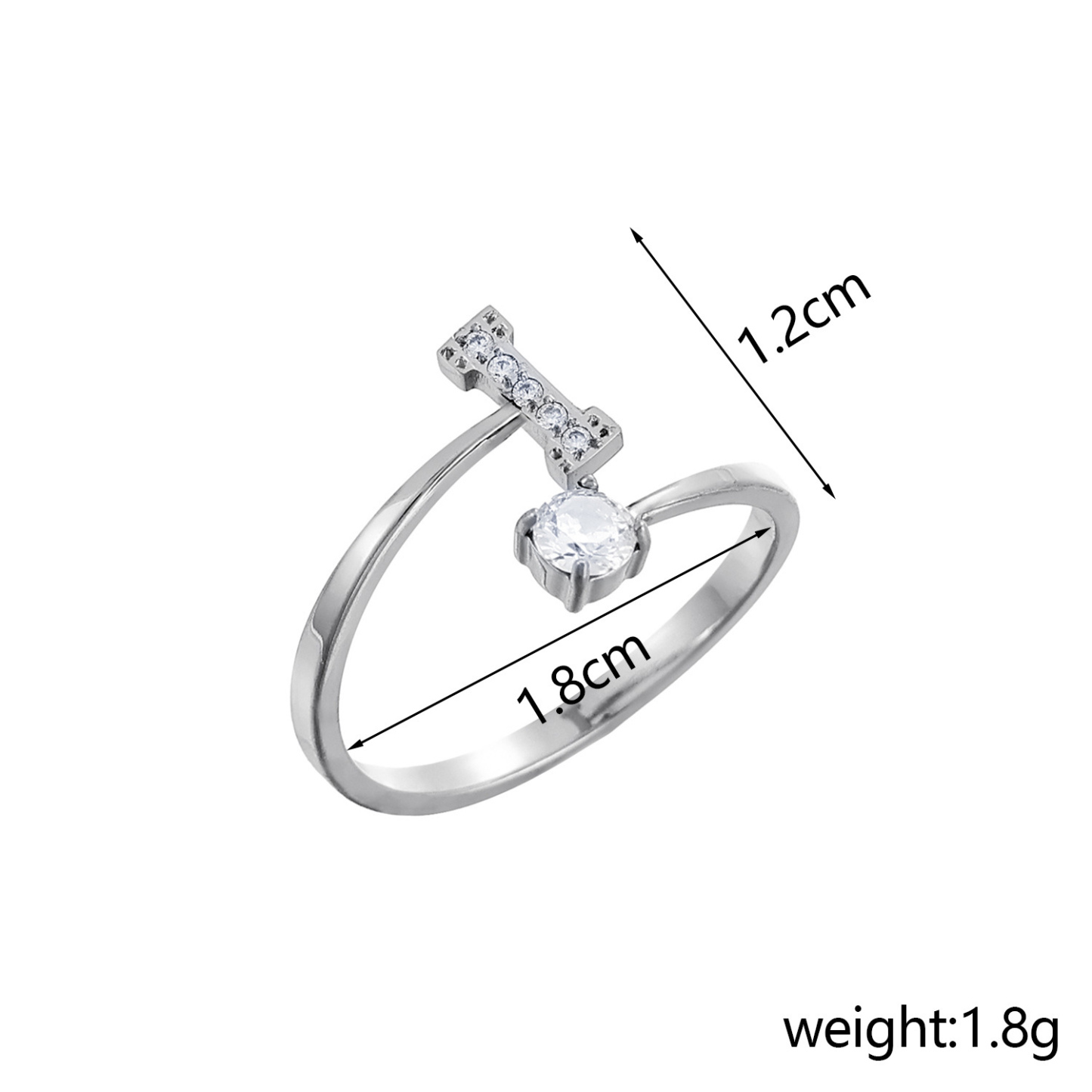 Dainty Initial Ring Adjustable Open Alphabet Letter Ring Cubic Zirconia Personalized Stackable Ring Gold/Silver Plated Women's Jewelry Gift - aiprintlab