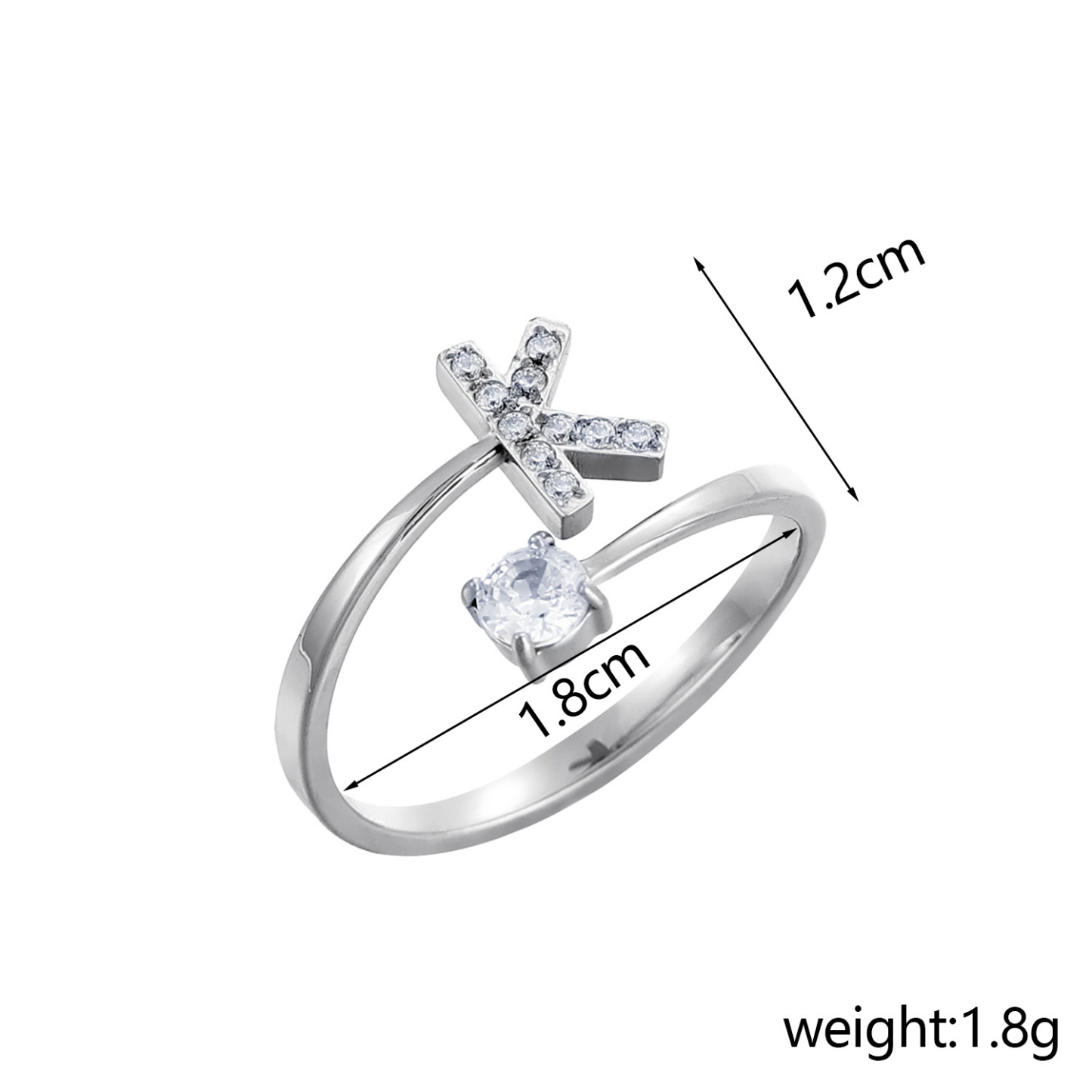 Dainty Initial Ring Adjustable Open Alphabet Letter Ring Cubic Zirconia Personalized Stackable Ring Gold/Silver Plated Women's Jewelry Gift - aiprintlab