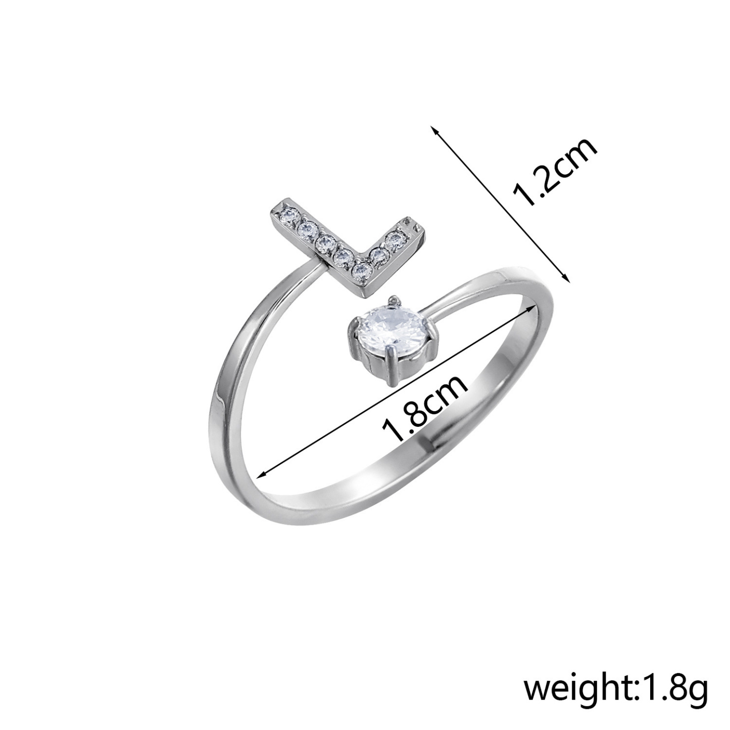 Dainty Initial Ring Adjustable Open Alphabet Letter Ring Cubic Zirconia Personalized Stackable Ring Gold/Silver Plated Women's Jewelry Gift - aiprintlab