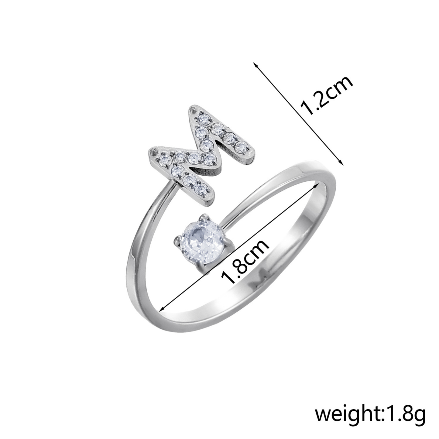 Dainty Initial Ring Adjustable Open Alphabet Letter Ring Cubic Zirconia Personalized Stackable Ring Gold/Silver Plated Women's Jewelry Gift - aiprintlab