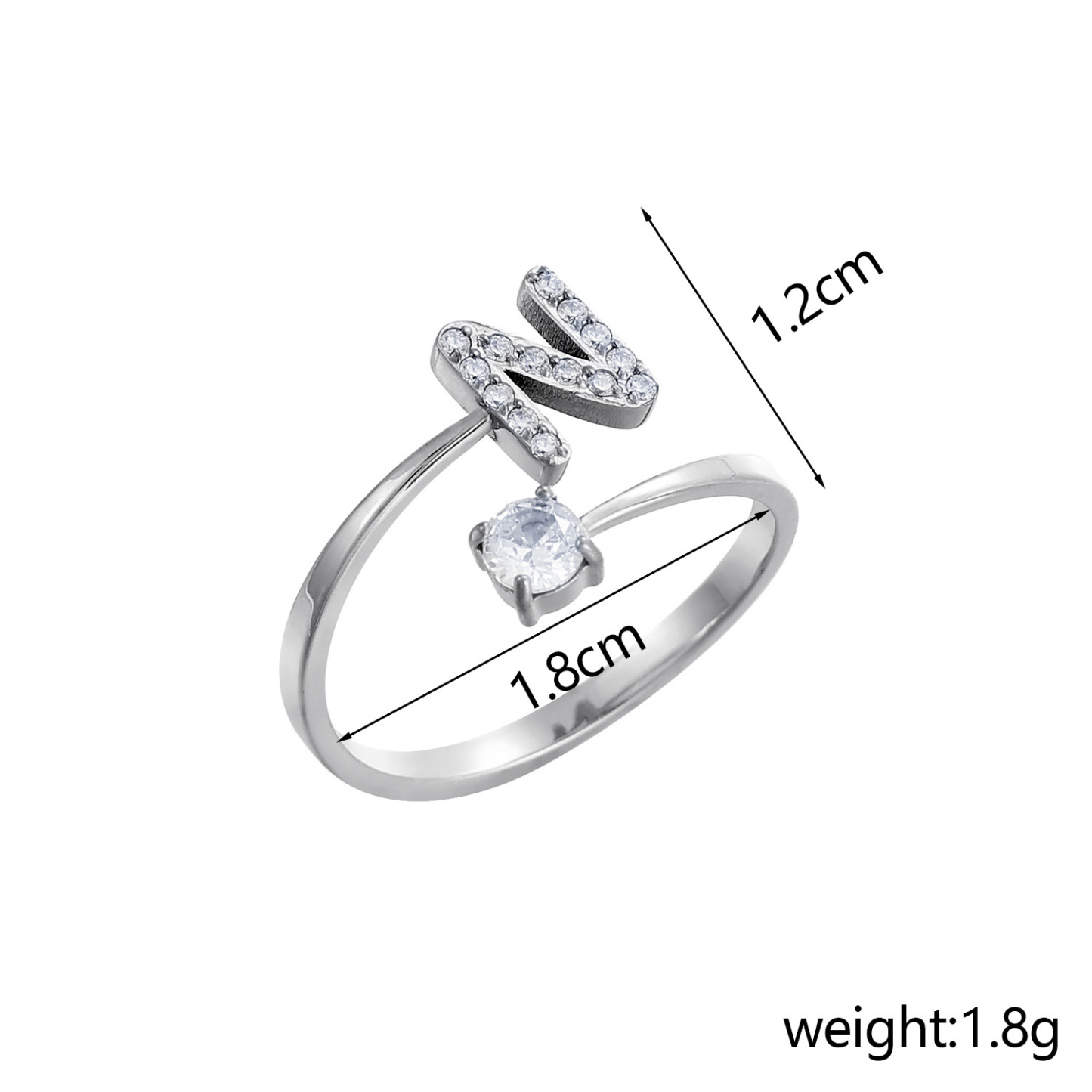 Dainty Initial Ring Adjustable Open Alphabet Letter Ring Cubic Zirconia Personalized Stackable Ring Gold/Silver Plated Women's Jewelry Gift - aiprintlab