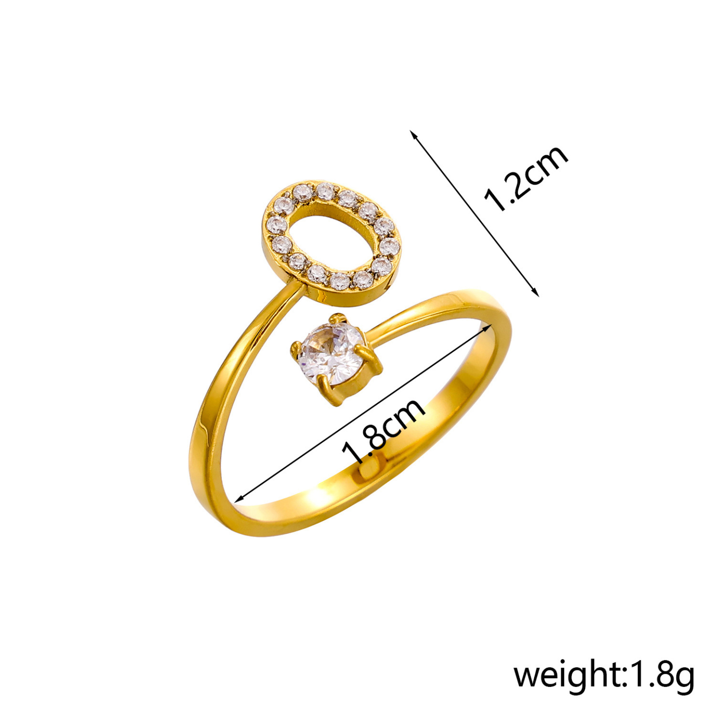 Dainty Initial Ring Adjustable Open Alphabet Letter Ring Cubic Zirconia Personalized Stackable Ring Gold/Silver Plated Women's Jewelry Gift - aiprintlab