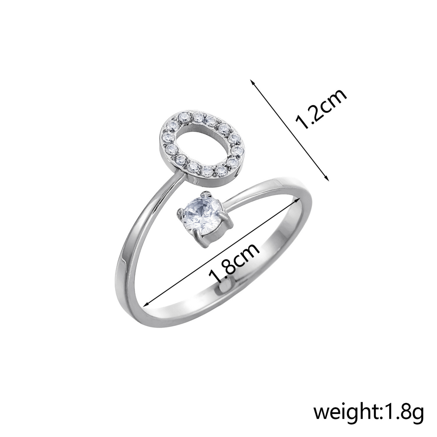 Dainty Initial Ring Adjustable Open Alphabet Letter Ring Cubic Zirconia Personalized Stackable Ring Gold/Silver Plated Women's Jewelry Gift - aiprintlab