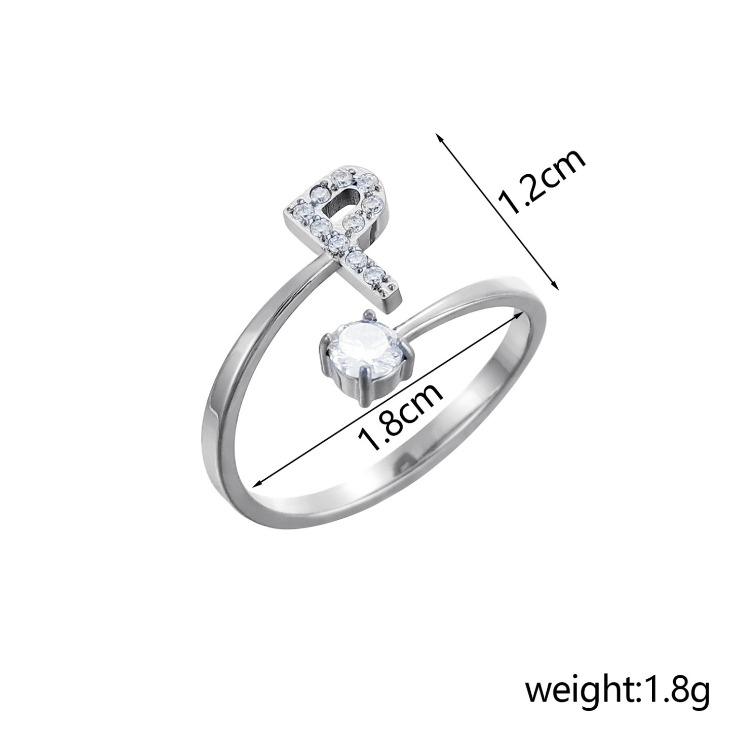 Dainty Initial Ring Adjustable Open Alphabet Letter Ring Cubic Zirconia Personalized Stackable Ring Gold/Silver Plated Women's Jewelry Gift - aiprintlab