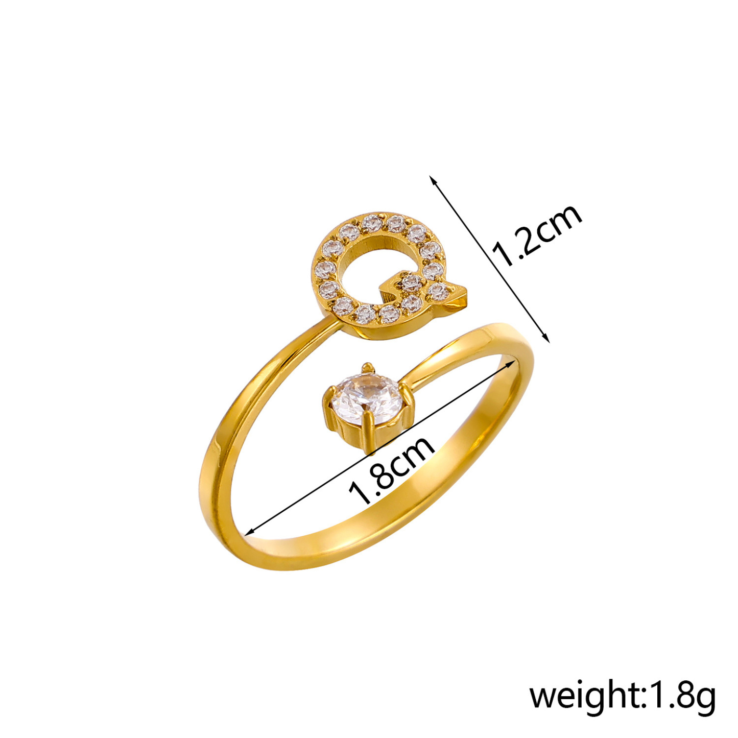 Dainty Initial Ring Adjustable Open Alphabet Letter Ring Cubic Zirconia Personalized Stackable Ring Gold/Silver Plated Women's Jewelry Gift - aiprintlab