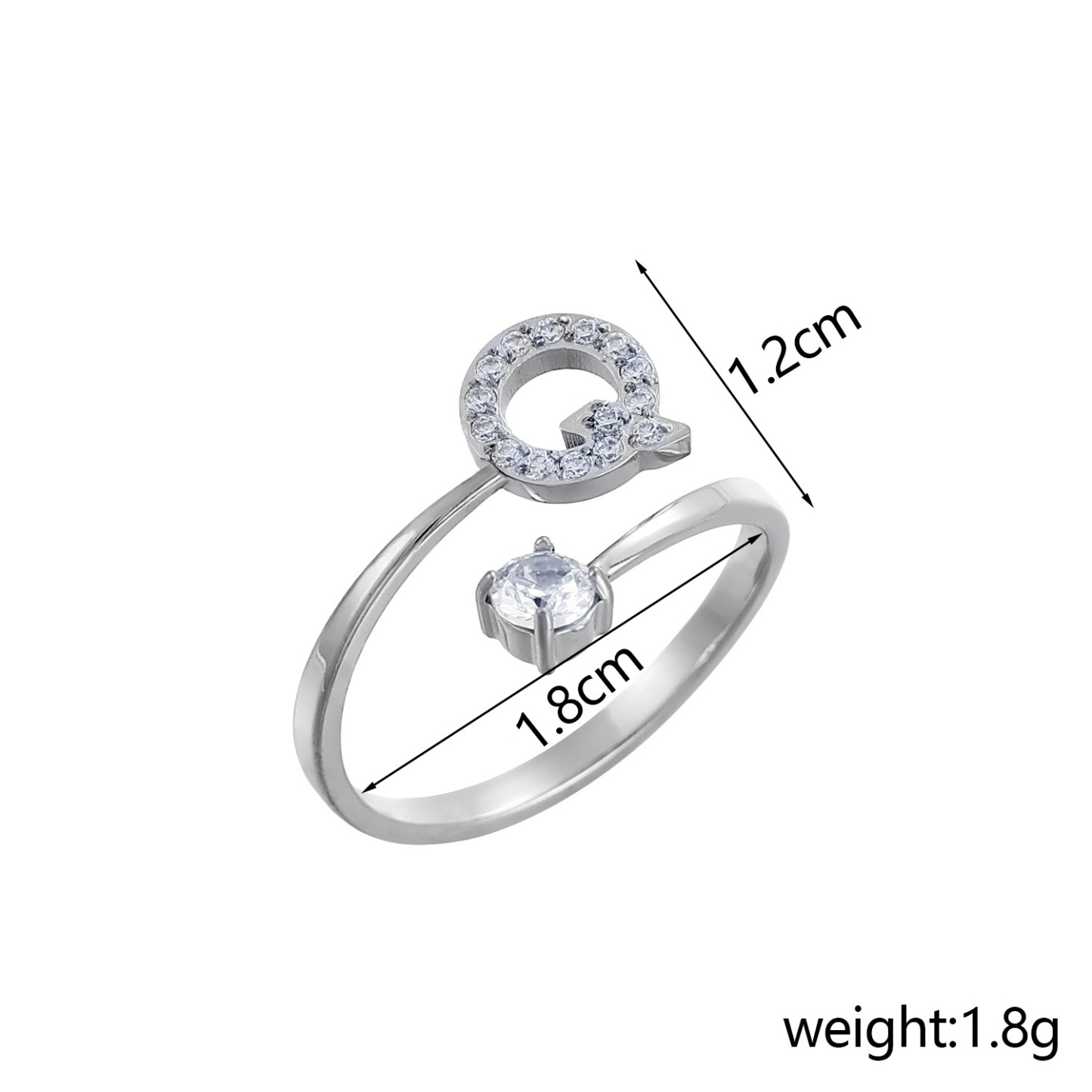 Dainty Initial Ring Adjustable Open Alphabet Letter Ring Cubic Zirconia Personalized Stackable Ring Gold/Silver Plated Women's Jewelry Gift - aiprintlab