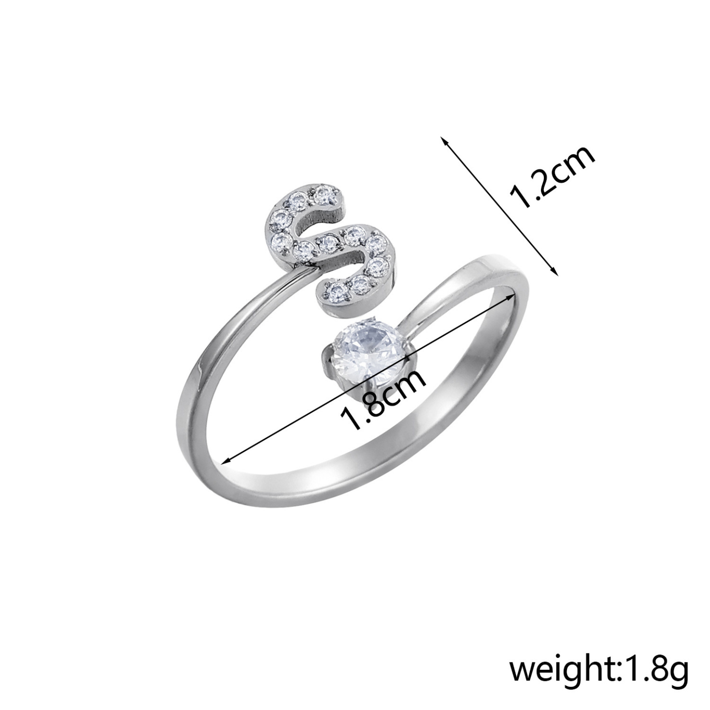 Dainty Initial Ring Adjustable Open Alphabet Letter Ring Cubic Zirconia Personalized Stackable Ring Gold/Silver Plated Women's Jewelry Gift - aiprintlab