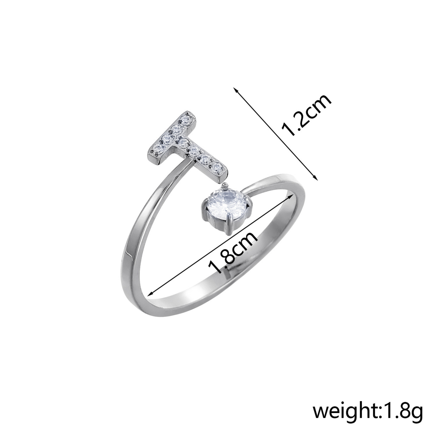 Dainty Initial Ring Adjustable Open Alphabet Letter Ring Cubic Zirconia Personalized Stackable Ring Gold/Silver Plated Women's Jewelry Gift - aiprintlab