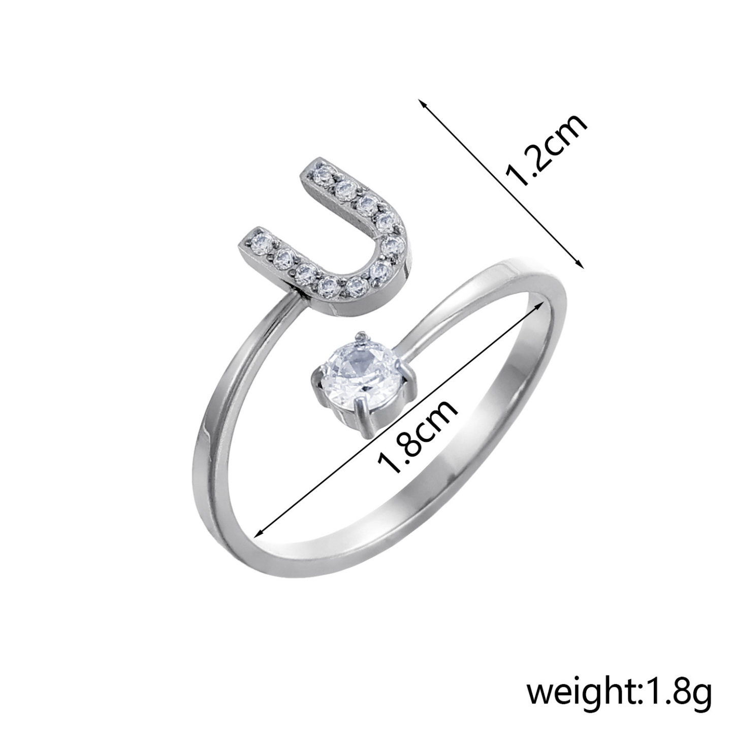 Dainty Initial Ring Adjustable Open Alphabet Letter Ring Cubic Zirconia Personalized Stackable Ring Gold/Silver Plated Women's Jewelry Gift - aiprintlab