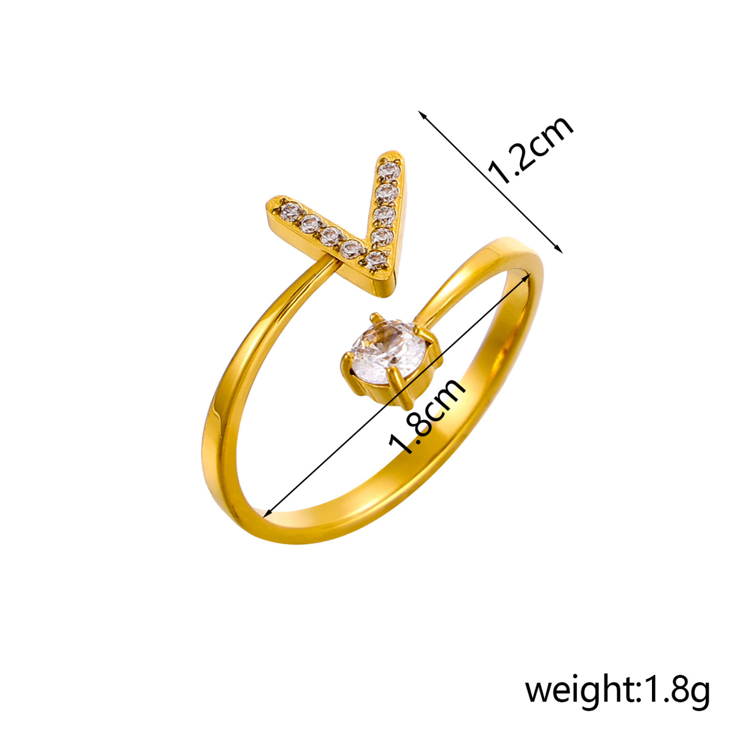 Dainty Initial Ring Adjustable Open Alphabet Letter Ring Cubic Zirconia Personalized Stackable Ring Gold/Silver Plated Women's Jewelry Gift - aiprintlab