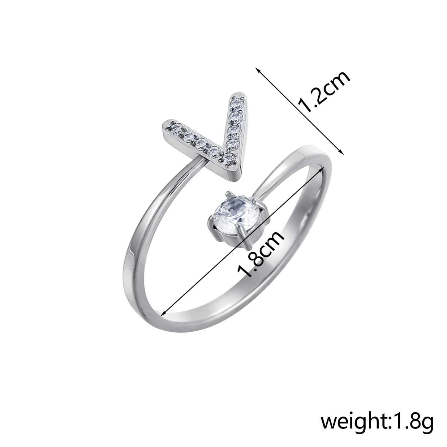Dainty Initial Ring Adjustable Open Alphabet Letter Ring Cubic Zirconia Personalized Stackable Ring Gold/Silver Plated Women's Jewelry Gift - aiprintlab