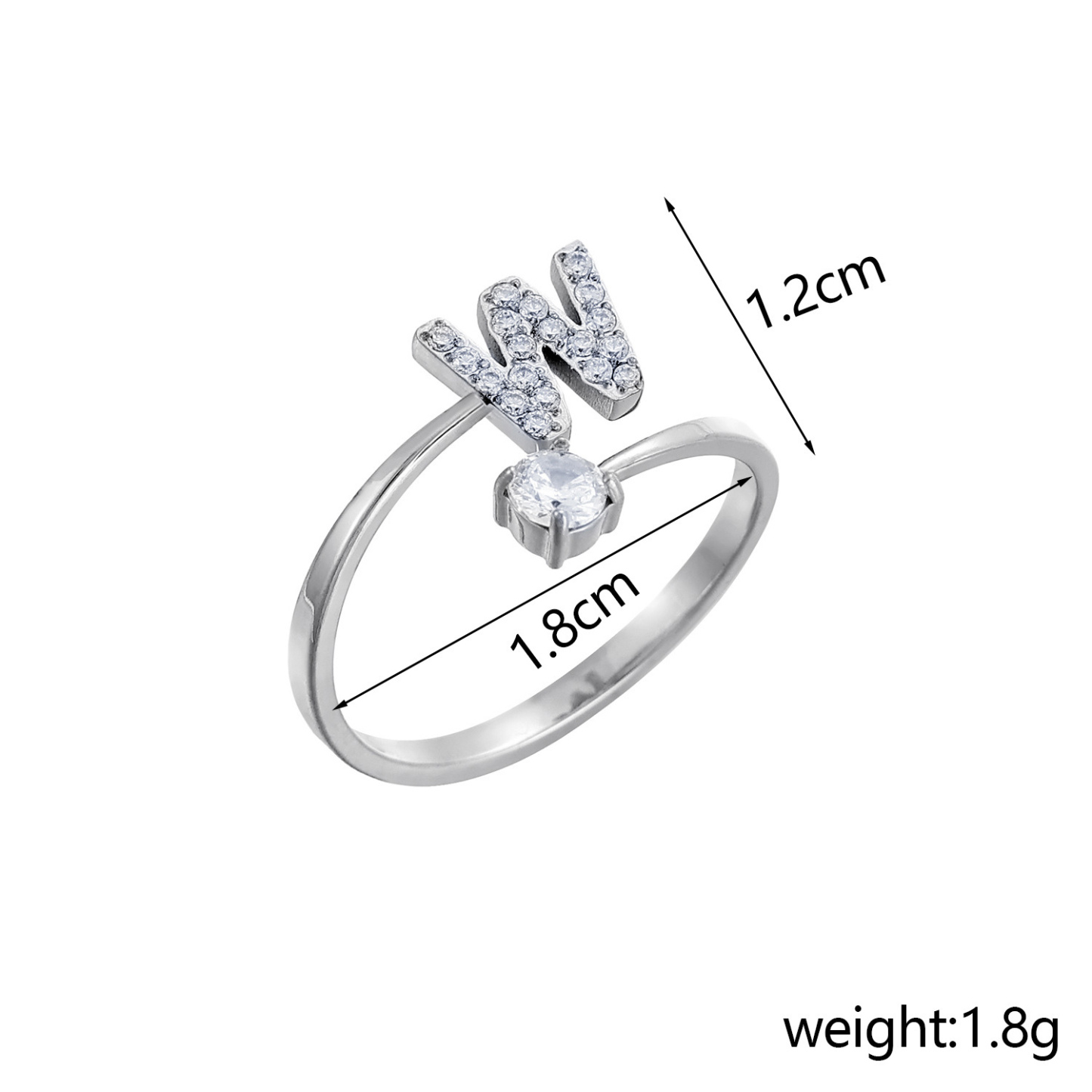 Dainty Initial Ring Adjustable Open Alphabet Letter Ring Cubic Zirconia Personalized Stackable Ring Gold/Silver Plated Women's Jewelry Gift - aiprintlab