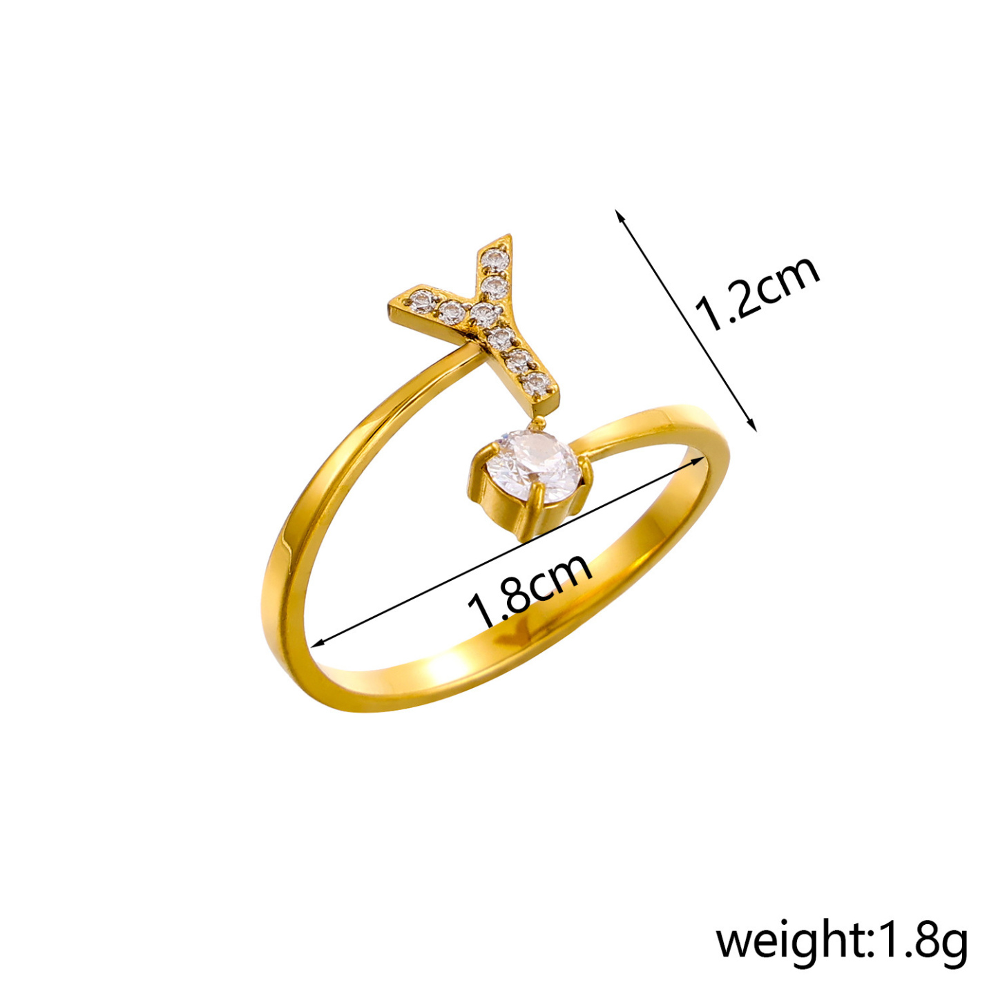 Dainty Initial Ring Adjustable Open Alphabet Letter Ring Cubic Zirconia Personalized Stackable Ring Gold/Silver Plated Women's Jewelry Gift - aiprintlab