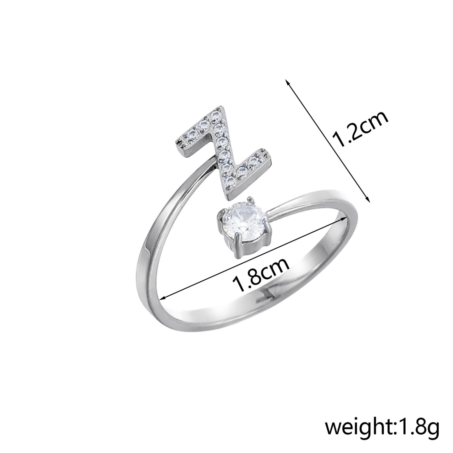 Dainty Initial Ring Adjustable Open Alphabet Letter Ring Cubic Zirconia Personalized Stackable Ring Gold/Silver Plated Women's Jewelry Gift - aiprintlab
