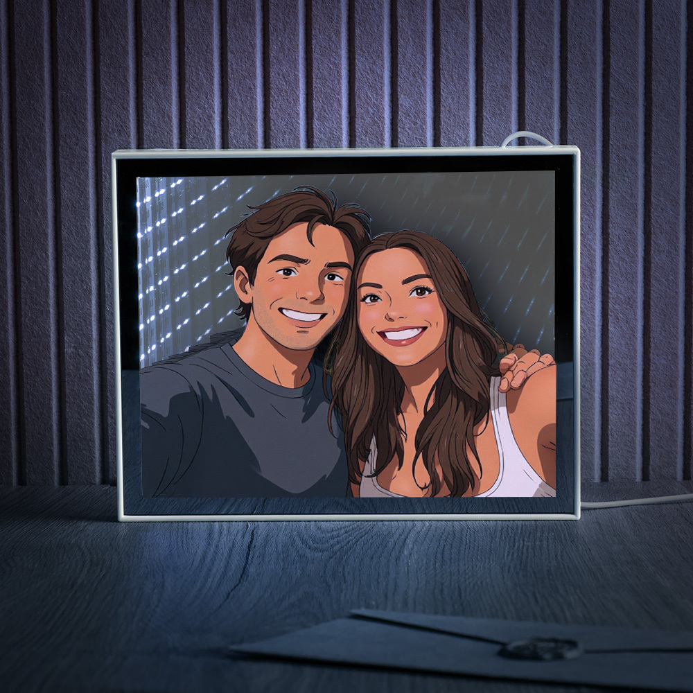 Personalized Gibli Style Mirror Night Light Custom Photo Night Light Best Gifts for Her