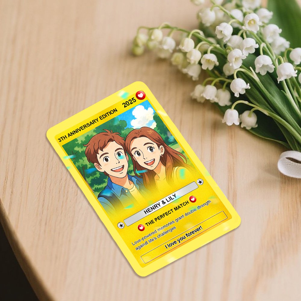 Personalized Anniversary Anime Card Custom Photo Anime Card Gamer Gifts for Husband