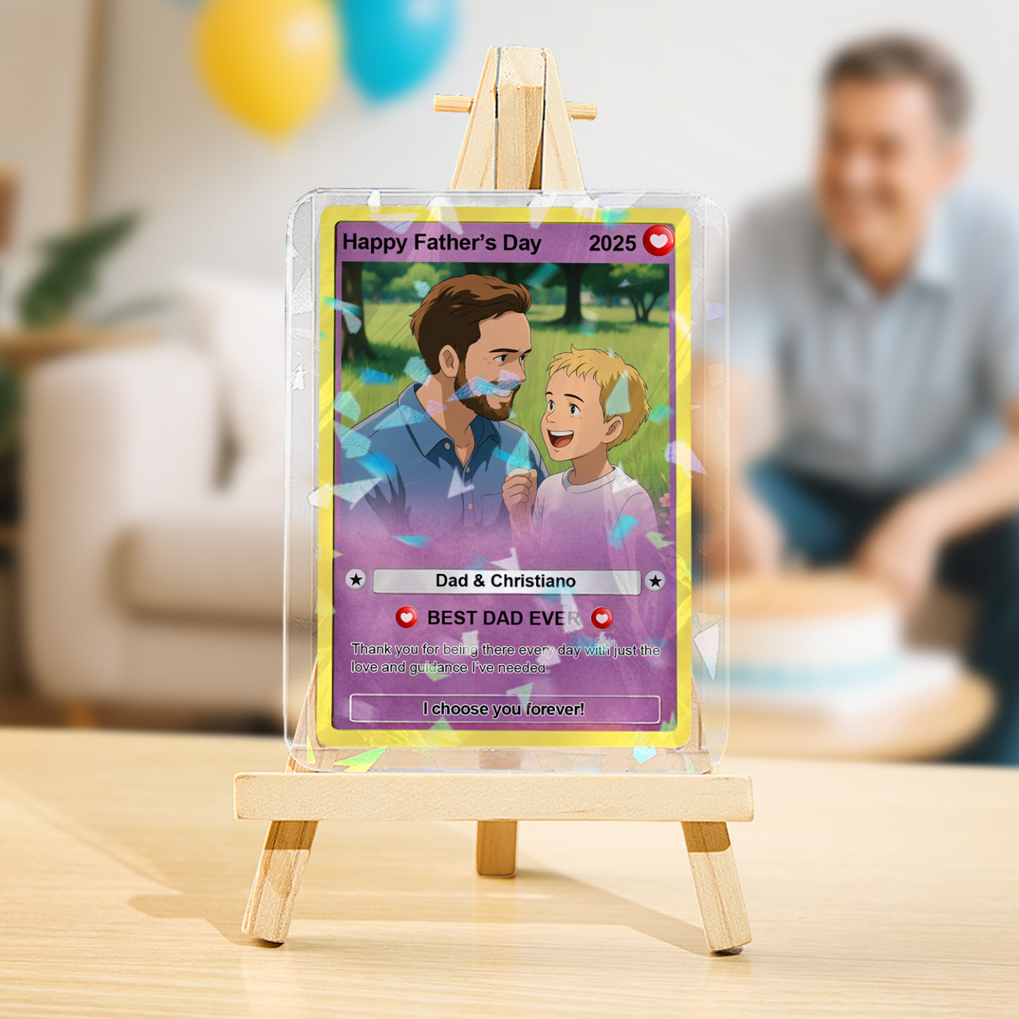 Personalized Father's Day Anime Card, Fathers Day Gift For Dad, Custom Photo Anime Card, Gamer Dad Gifts From Kids, Gift For Husband