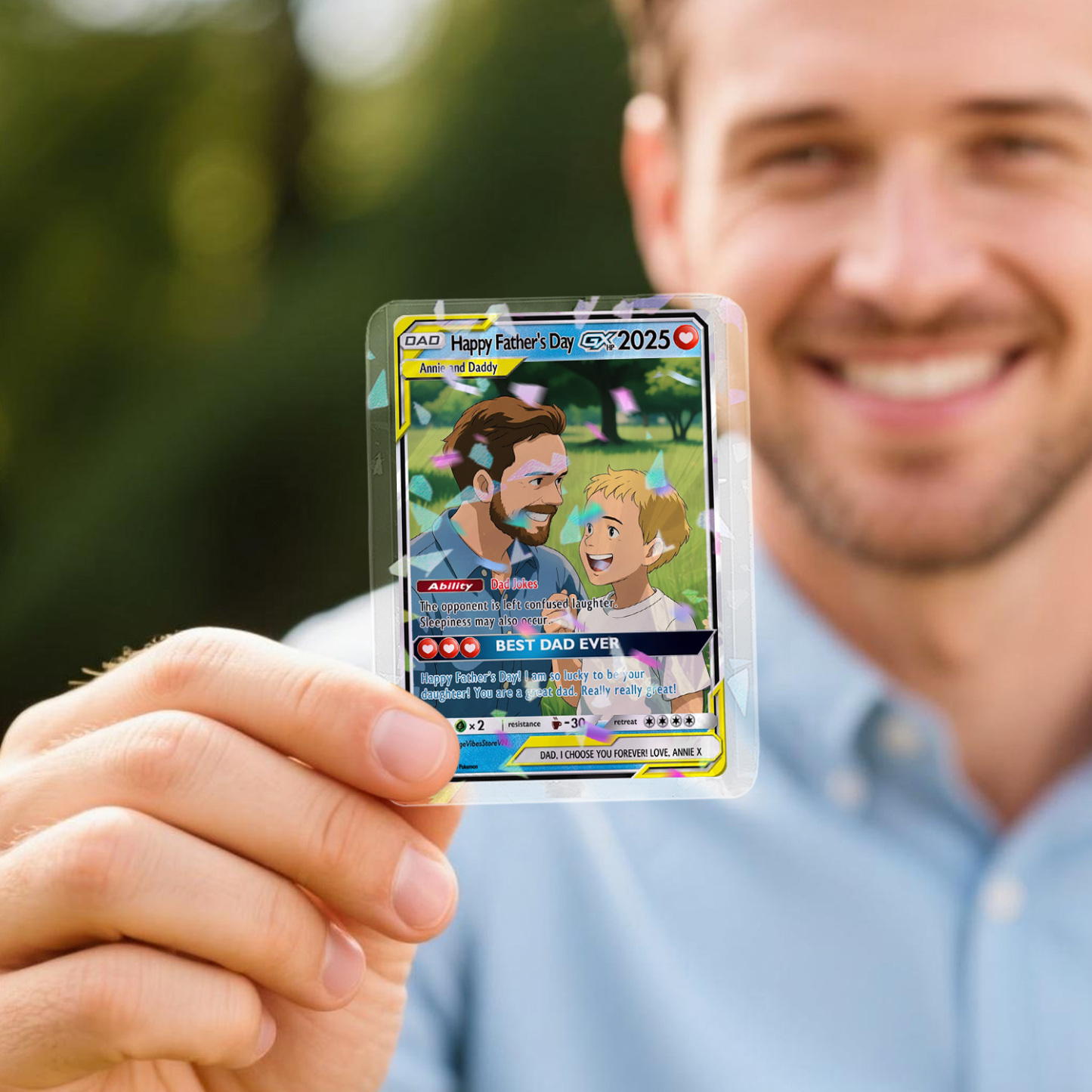 Personalized Father's Day Poke Card, Custom Photo Art Card, Best Dad Wallet Card Gift For Dad, Father's Day Gift From Kids, New Dad Gift