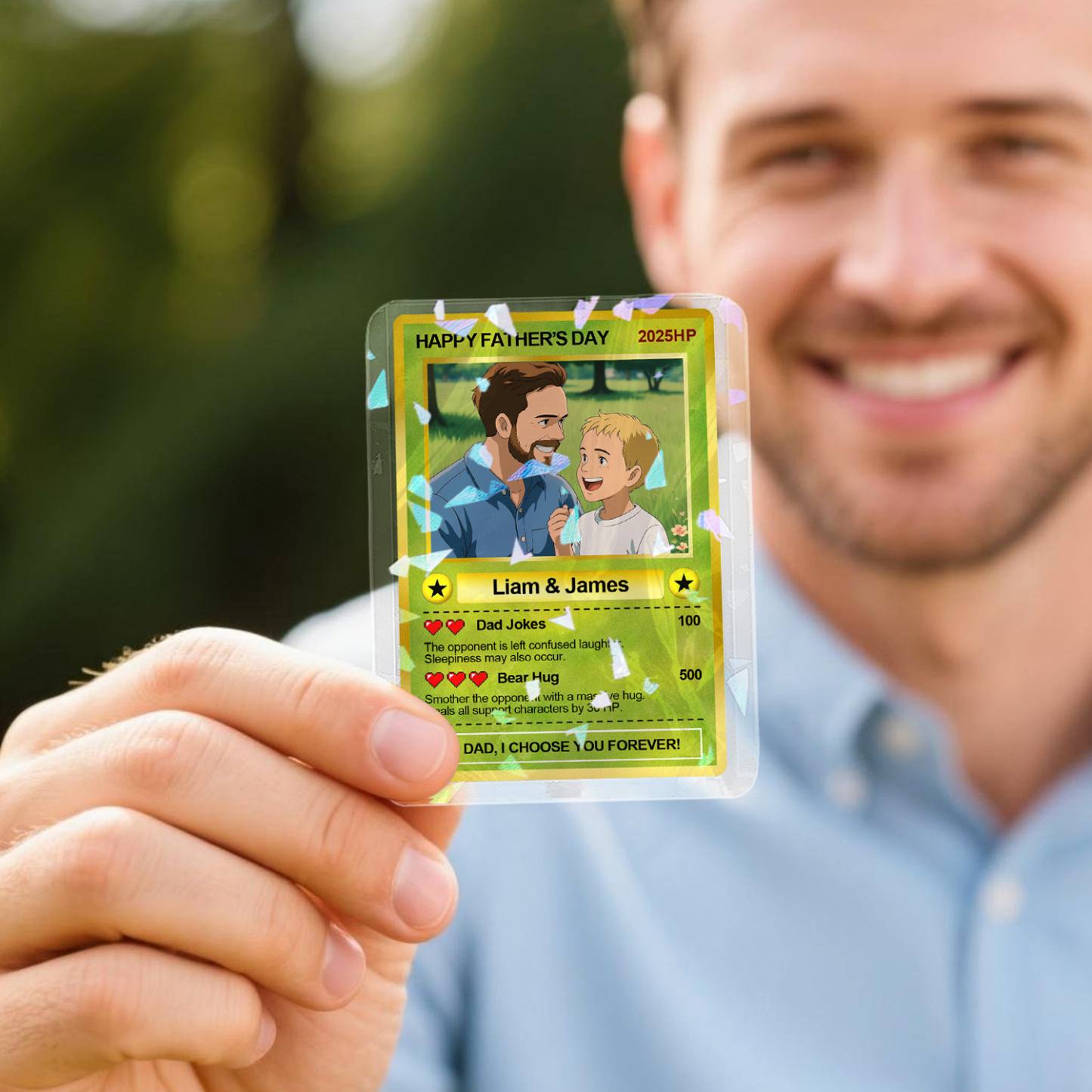 Personalized Father's Day Anime Acrylic Card, Fathers Day Gift For Dad, Custom Photo Anime Card, Gamer Dad Gifts From Kids, Gift For Husband