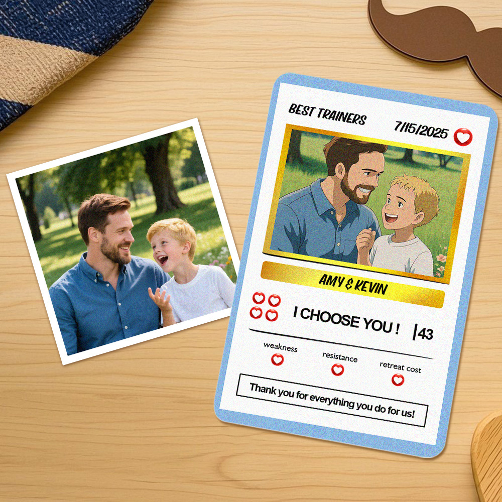 Personalized Poke Card Custom Photo and Text Father's Day Gifts