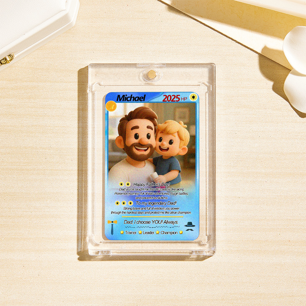 Custom Cards Personalized Photo and Text Anime Style Clay Style Trading Card Father??s Day Gifts