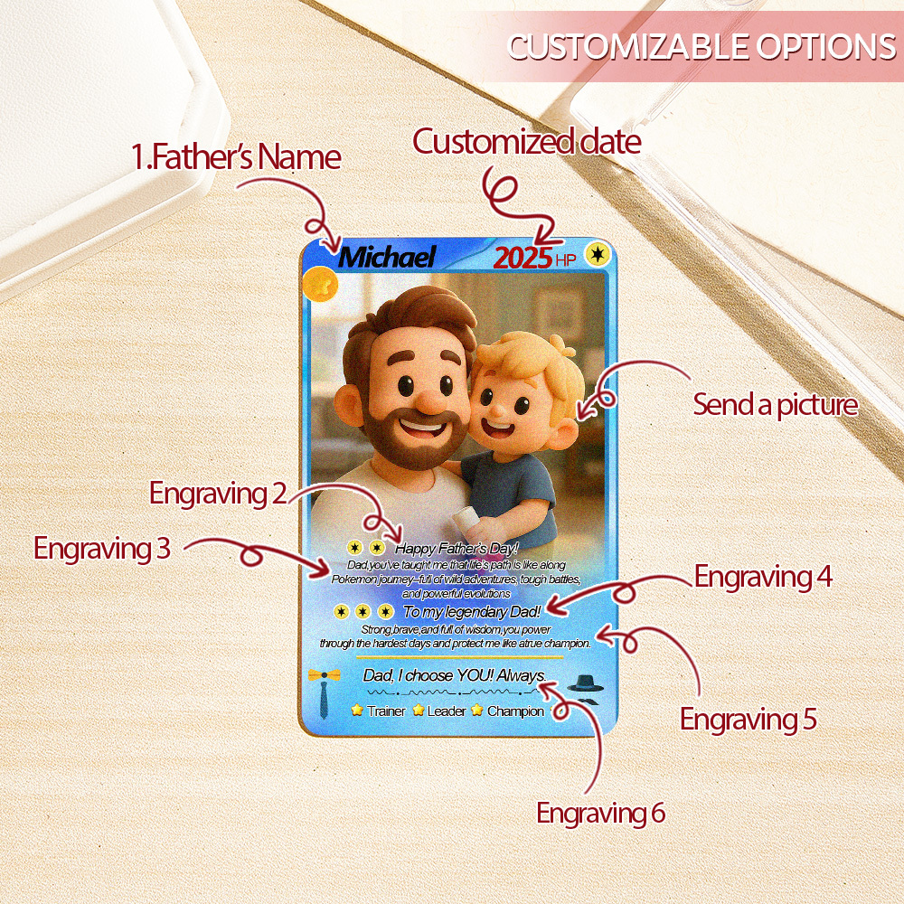 Custom Cards Personalized Photo and Text Anime Style Clay Style Trading Card Father??s Day Gifts