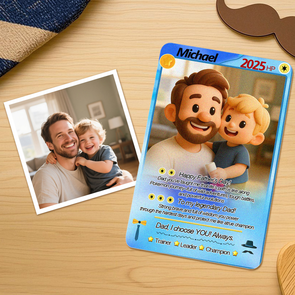 Custom Cards Personalized Photo and Text Anime Style Clay Style Trading Card Father??s Day Gifts