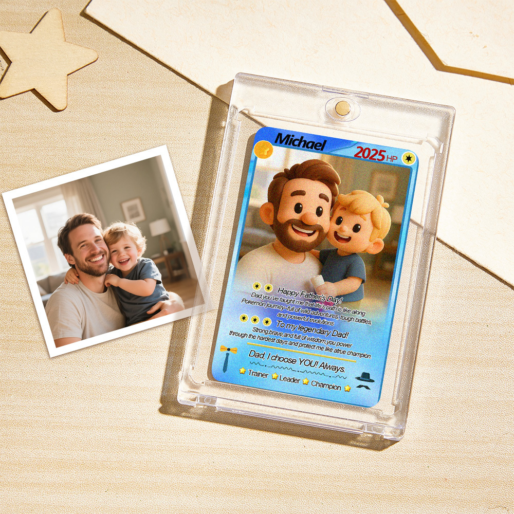 Custom Cards Personalized Photo and Text Anime Style Clay Style Trading Card Father??s Day Gifts