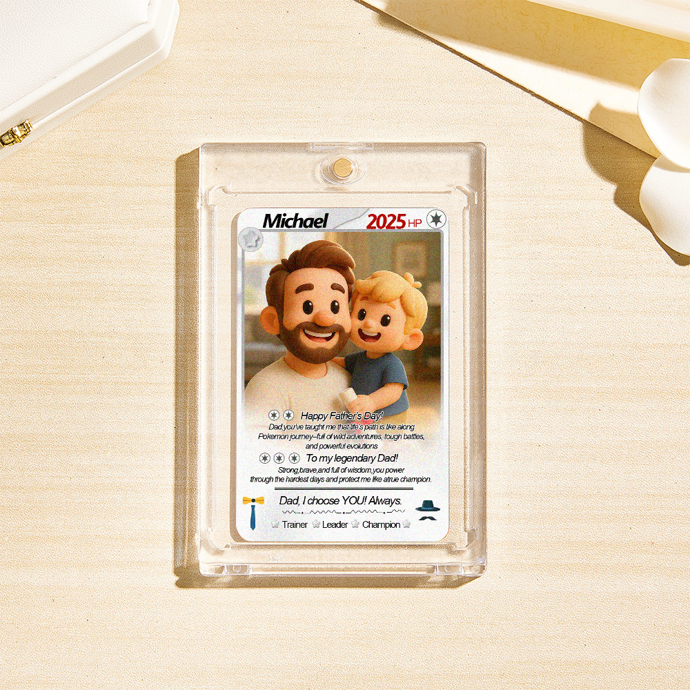Custom Cards Personalized Photo and Text Anime Style Clay Style Trading Card Father??s Day Gifts
