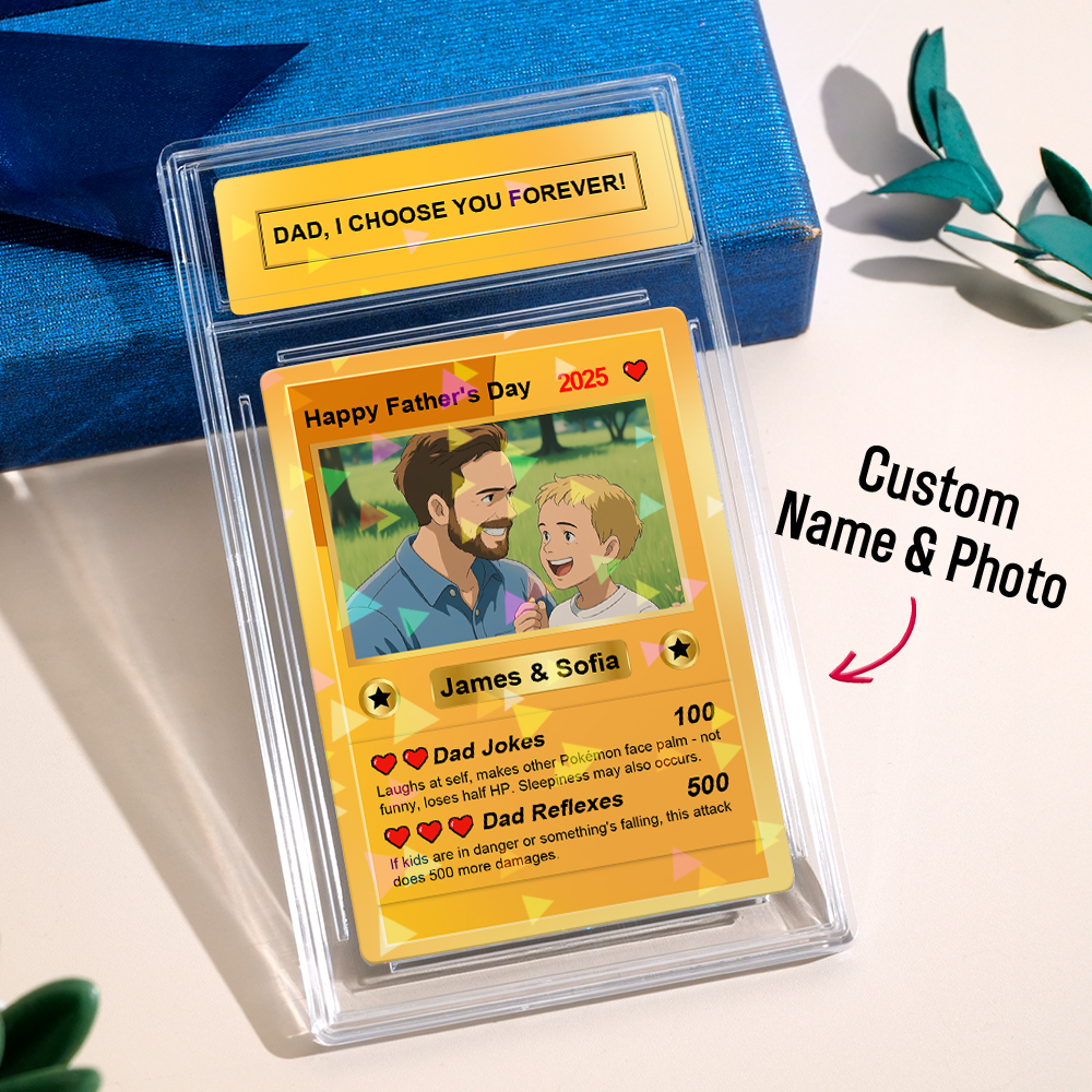 Personalized Anime Photo Card Dad I Choose You Forever Poke Card Gift for Grandpa New Grandpa Gift Dad Wallet Card Father's Day Gift